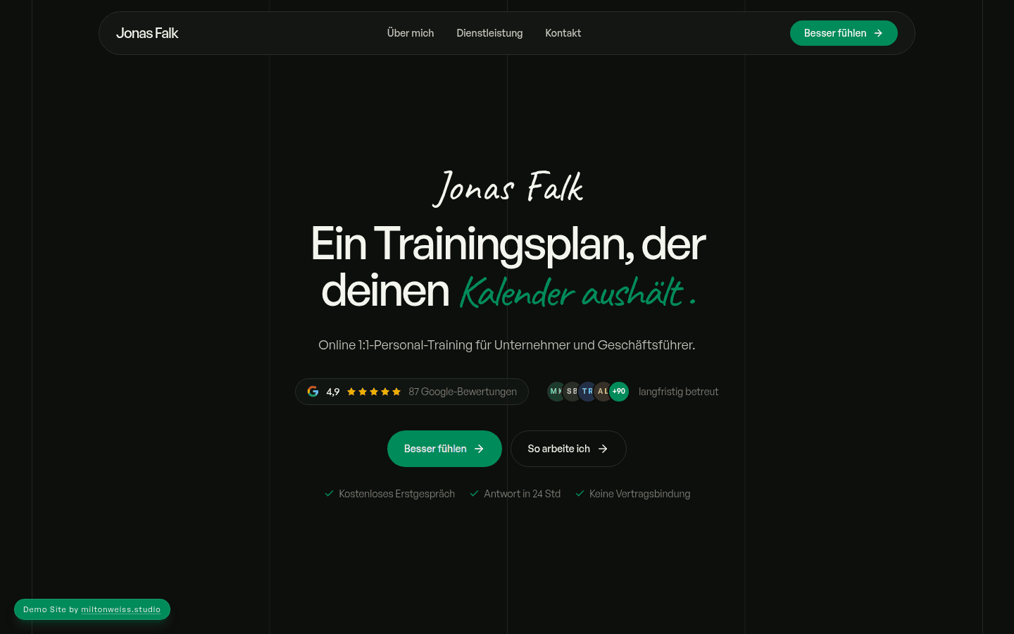 Jonas Falk – Website für Online-Personal-Training für Führungskräfte